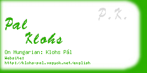 pal klohs business card